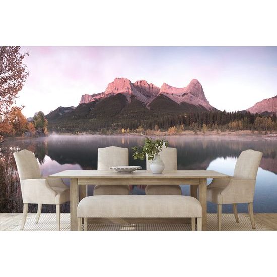 Samolepiaca fototapeta západ slnka pri jazere v Dolomitoch