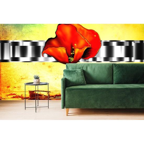 Samolepiaca tapeta etno vlčí mak na abstraktnom pozadí