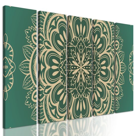 5-dielny obraz Mandala na emeraldovom pozadí