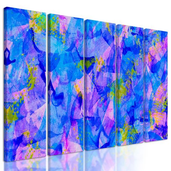 5-dielny obraz nevädzovo modrá abstrakcia