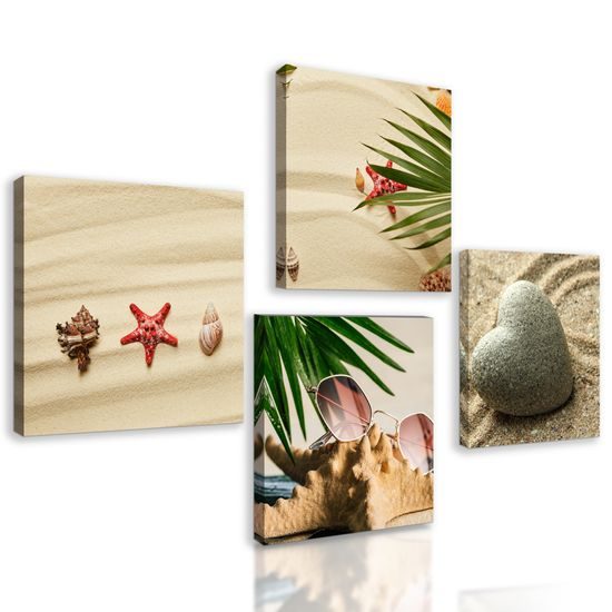 Set obrazov piesočná pláž plná mušlí