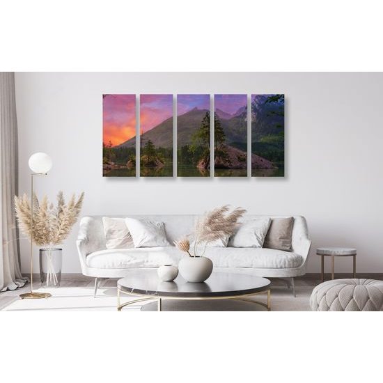 5-dielyn obraz nádherná obloha nad horským jazerom
