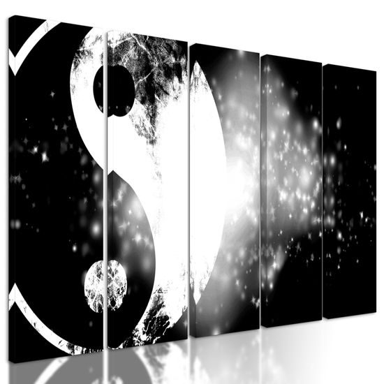 5-dielny obraz protiklady v čiernobielom prevedení