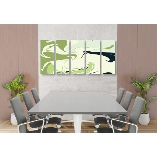5-dielny obraz štýlová abstrakcia v zelených odtieňoch