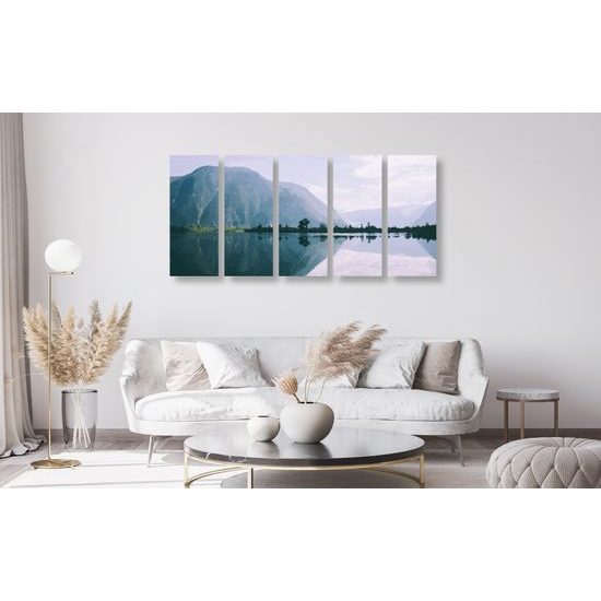 5-dielny obraz maľované horské pleso