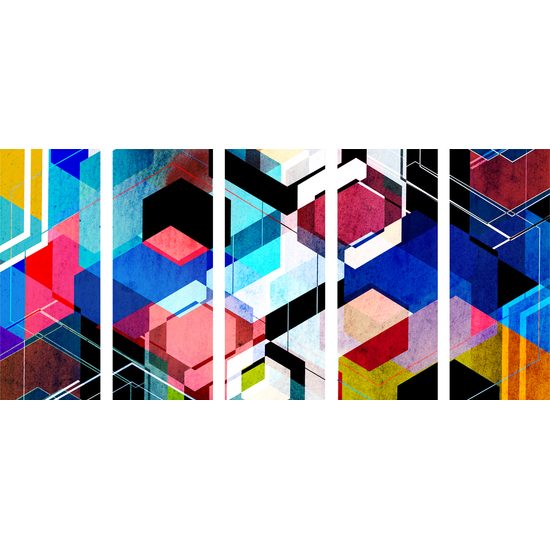 5-dielny obraz futuristická abstrakcia tvarov