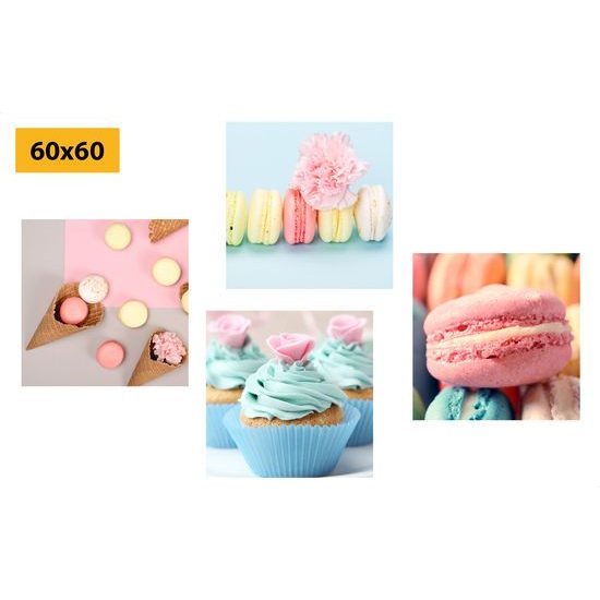 Set obrazov pastelové zákusky
