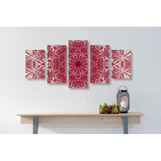 5-dielny obraz Mandala v ružovom prevedení