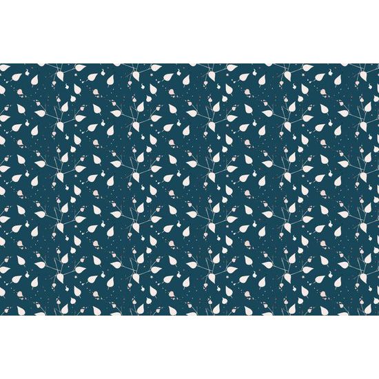 Tapeta nežné lístky v modrom prevedení