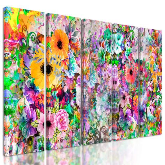 5-dielny obraz kvety v žiarivých farbách