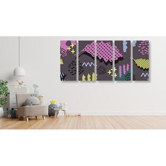 5-dielny obraz listy v pop art štýle