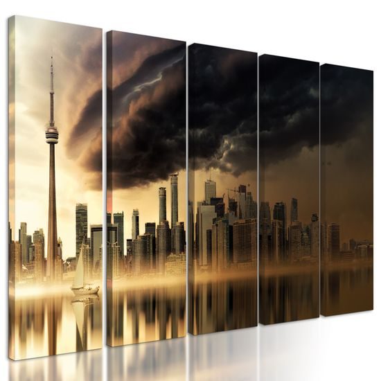 5-dielny obraz búrka nad velkomestom