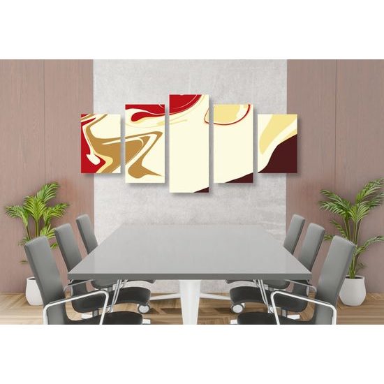 5-dielny obraz umelecká abstrakcia v zemitých farbách
