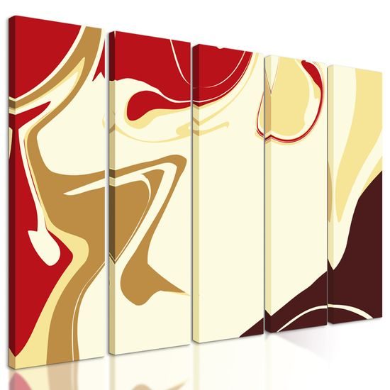 5-dielny obraz umelecká abstrakcia v zemitých farbách