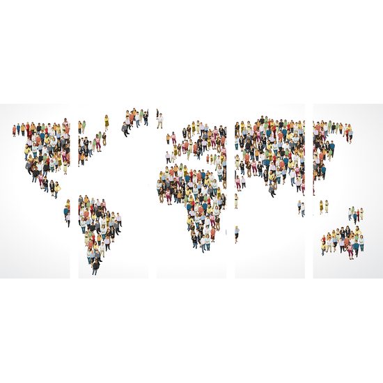 5-dielny obraz mapa tvorená ľudmi