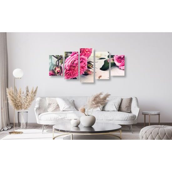 5-dielny obraz jemnosť ruží