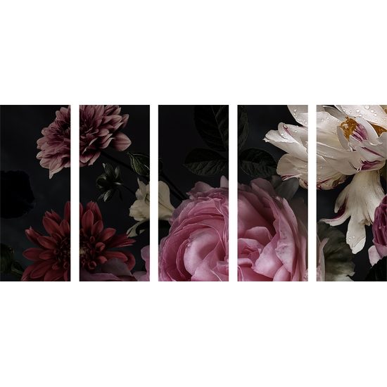 5-dielny obraz nádherná slavnostná kytica