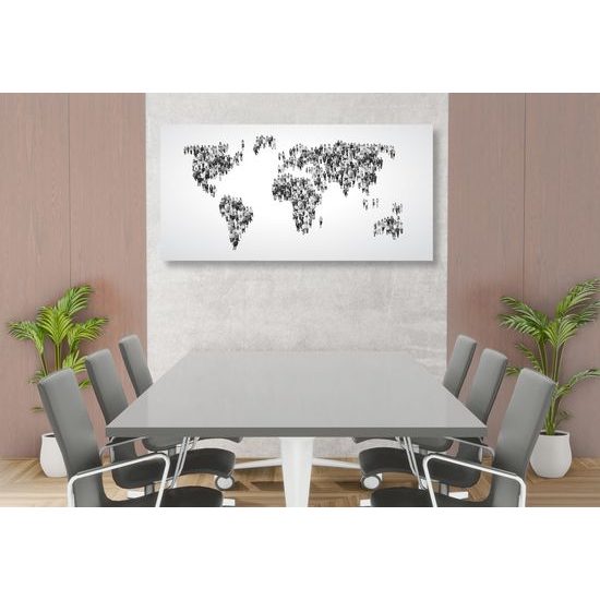 Obraz mapa tvorená ľudmi v čiernobielom prevedení