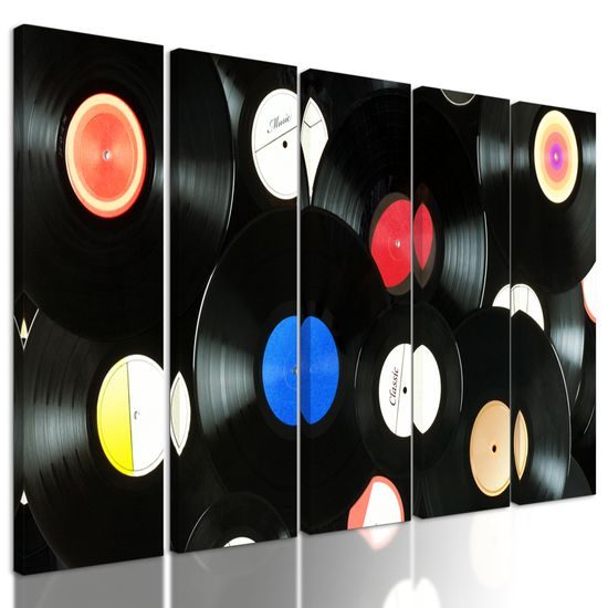 5-dielny obraz nostalgické vinylové platne