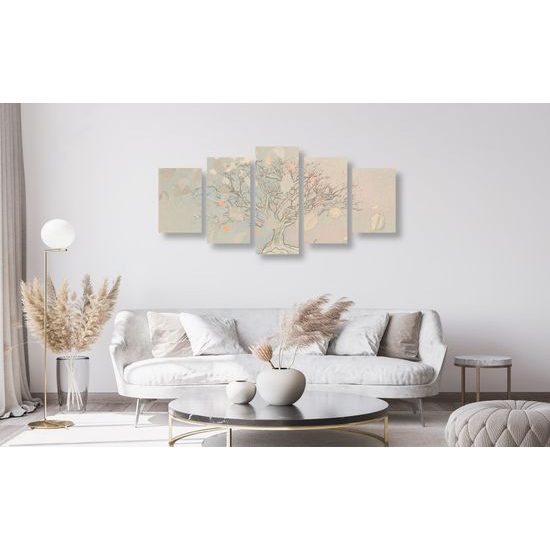 5-dielny obraz maľba jesenného stromu