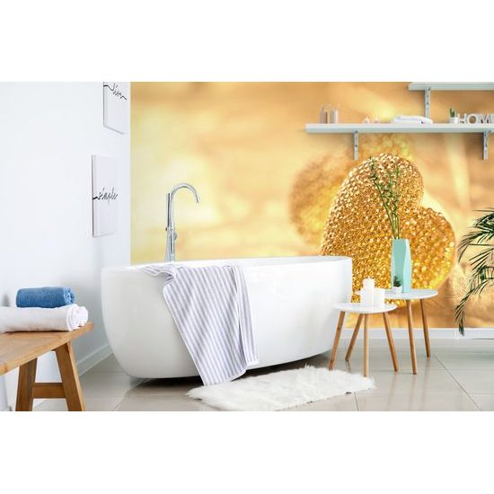 Samolepiaca tapeta žiariace srdiečka s trblietkami