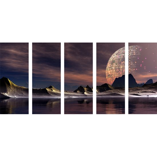 5-dielny obraz krajina budúcnosti