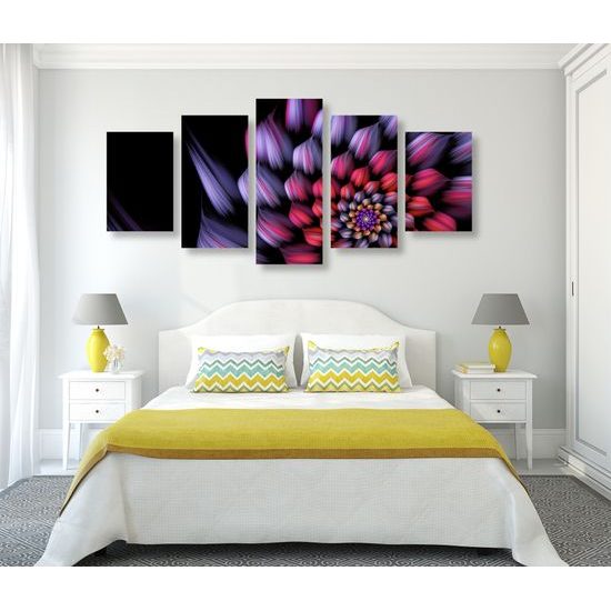5-dielny obraz kvetinová abstrakcia