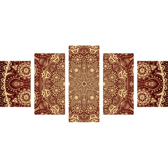 5-dielny obraz bordová luxusná Mandala