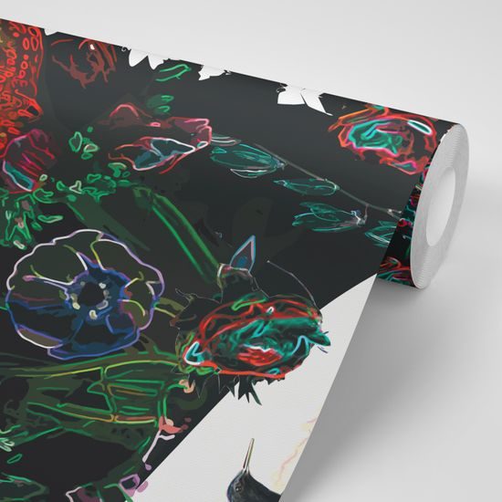 Tapeta magická lúka na bielom pozadí