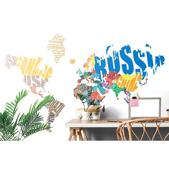 Tapeta mapa sveta tvorená názvami jednotlivých krajín