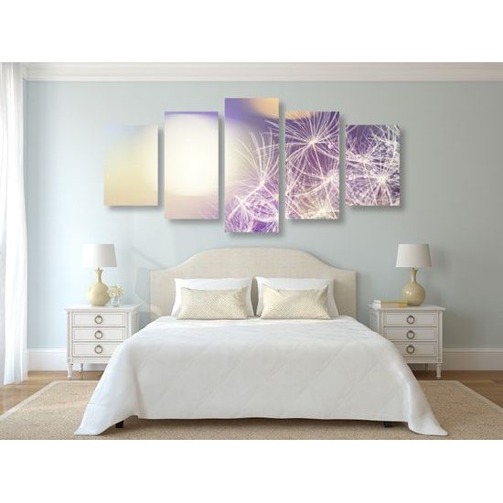 5-dielny obraz krása rozkvitnutej púpavy