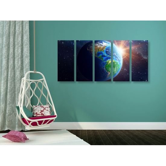5-dielny obraz vesmírny pohľad na modrú planétu
