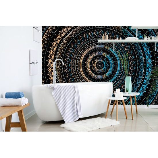 Samolepiaca tapeta krásna modro zlatá Mandala