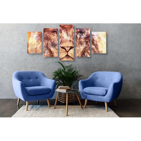5-dielny obraz kráľ savany