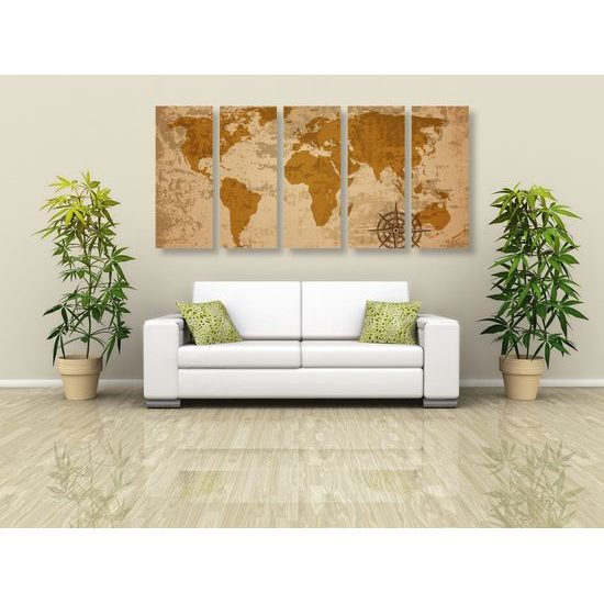 5-dielny obraz historická mapa