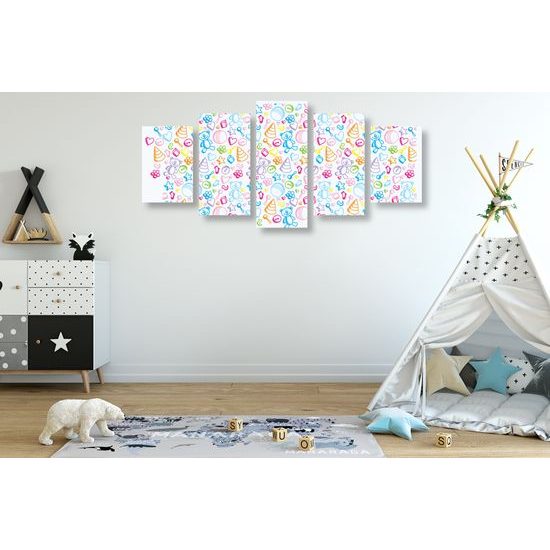 5-dielny obraz hračky v krásnom farebnom prevedení