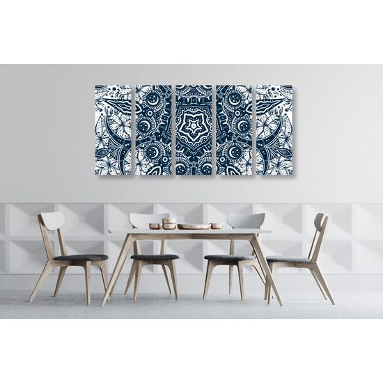 5-dielny obraz umelecká abstrakcia v modrom prevedení