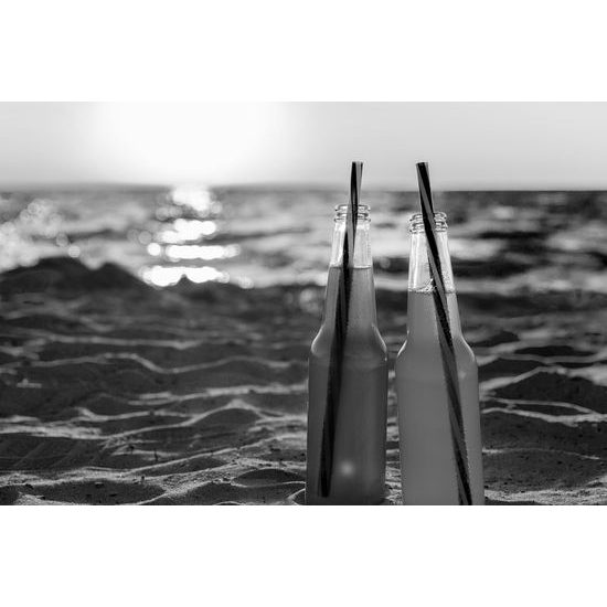 Obraz oddych na pláži v čiernobielom prevedení