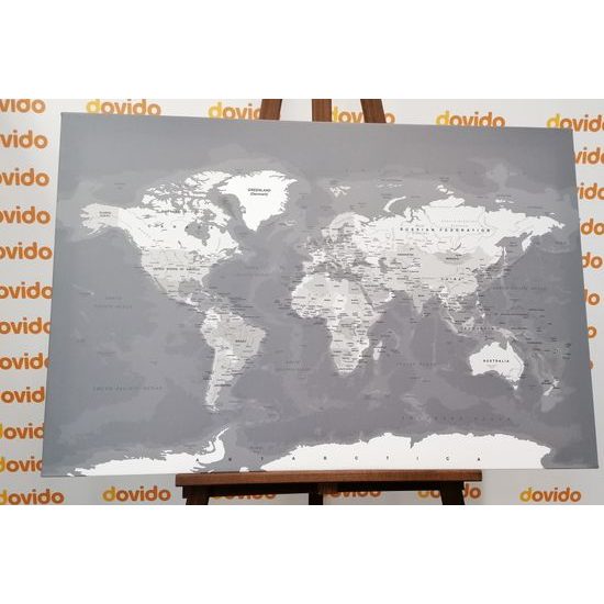 Obraz podrobná moderná mapa v čiernobielom prevedení