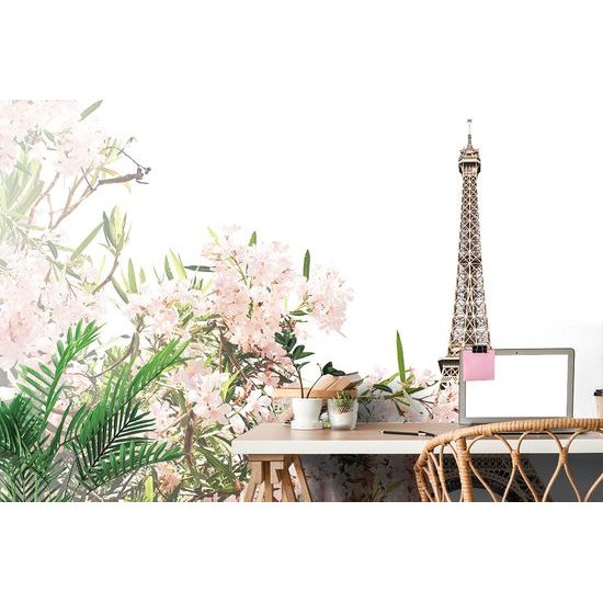 Fototapeta Eiffelova veža s romantickými kvetmi