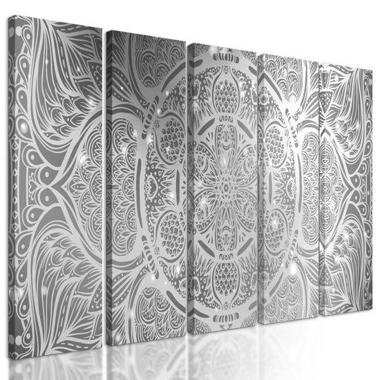 5-dielny obraz čiernobiela galaktická Mandala