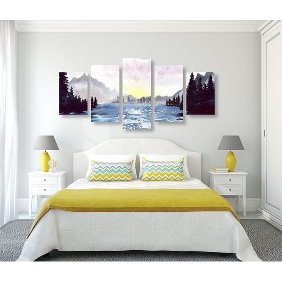 5-dielny obraz maľovaná horská krajinka