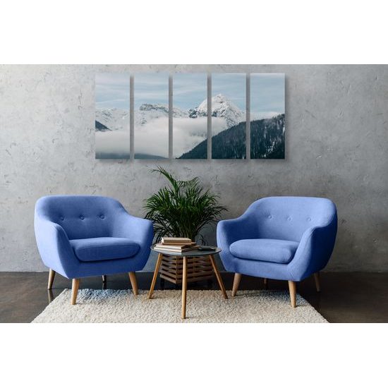5-dielny obraz pohľad na zasnežené kopce
