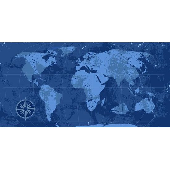 Obraz historická mapa sveta v modrom prevedení