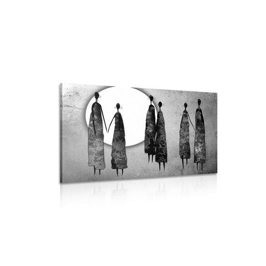 Obraz africký kmeň v čiernobielom prevedení