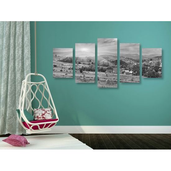 5-dielny obraz krásy Slovenskej prírody v čiernobielom prevedení