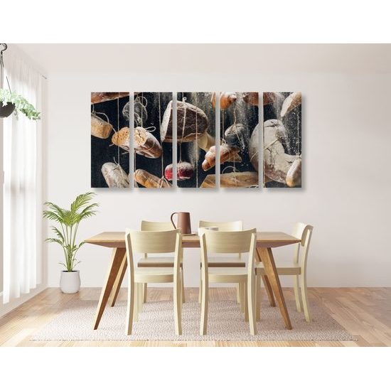 5-dielny obraz visiace pečivo