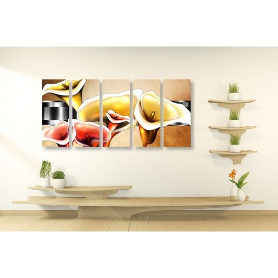 5-dielny obraz luxusné kvety kaly