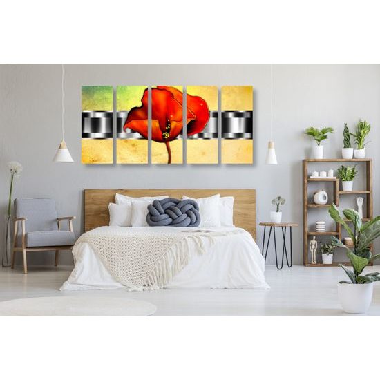 5-dielny obraz vintage vlčí mak