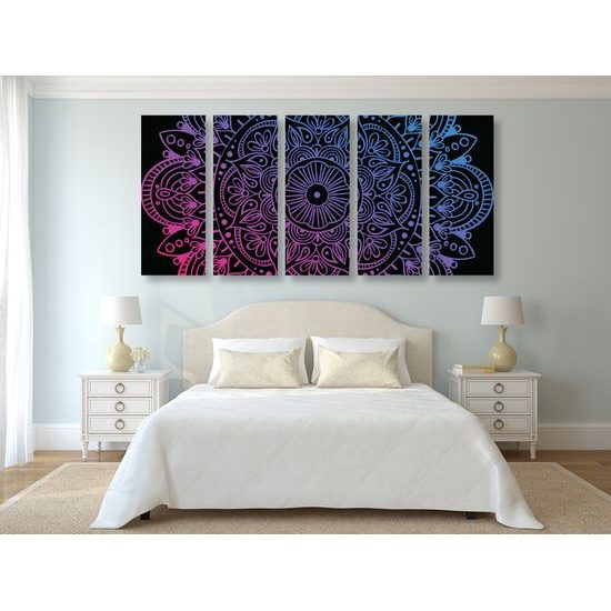 5-dielny obraz fialová Mandala